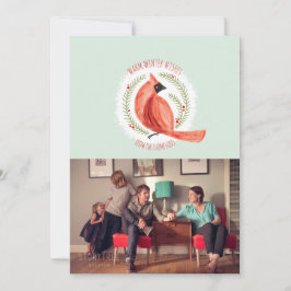 Gemäldete Kardinal Wreath 1-Foto-Urlaubskarte Feiertagskarte