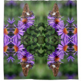 Gemäldete Lady Butterfly auf Aster-Blume Abstrakt Duschvorhang (Vorderseite)
