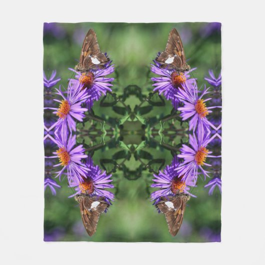 Gemäldete Lady Butterfly auf Aster-Blume Abstrakt Fleecedecke (Vorderseite)
