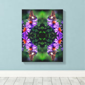 Gemäldete Lady Butterfly auf Aster-Blume Abstrakt Leinwanddruck (Insitu (Holzboden))