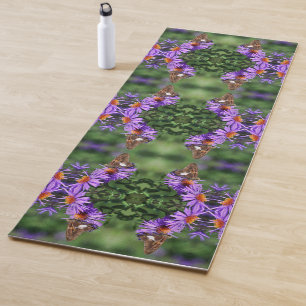 Gemäldete Lady Butterfly auf Aster-Blume Abstrakt Yogamatte