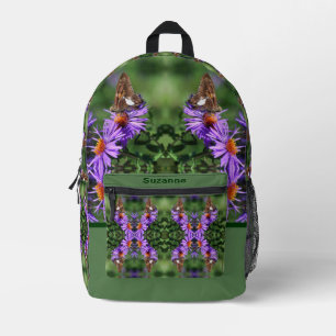 Gemäldete Lady Butterfly auf der Blume Personalisi Bedruckter Rucksack