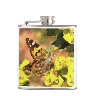 Gemäldete Lady Butterfly auf Myrtle Spurell Flachmann