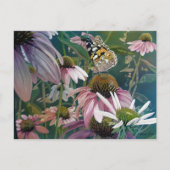 Gemäldete Lady Butterfly Coneflowers Wasserfarben Postkarte (Vorderseite)