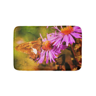 Gemäldete Lady Butterfly Wild Aster Blume Abstrakt Badematte