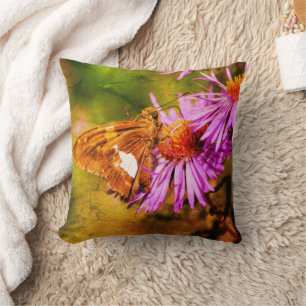 Gemäldete Lady Butterfly Wild Aster Blume Abstrakt Kissen