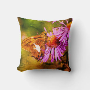 Gemäldete Lady Butterfly Wild Aster Blume Abstrakt Kissen