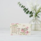 Gemäldete Möbel Blume Sitzgarnitur Rosa Rosen Visitenkarte (Stehend Vorderseite)