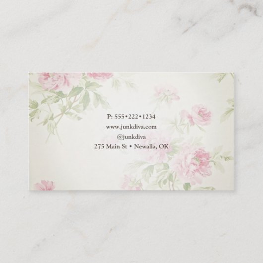Gemäldete Möbel Blume Sitzgarnitur Rosa Rosen Visitenkarte (Rückseite)