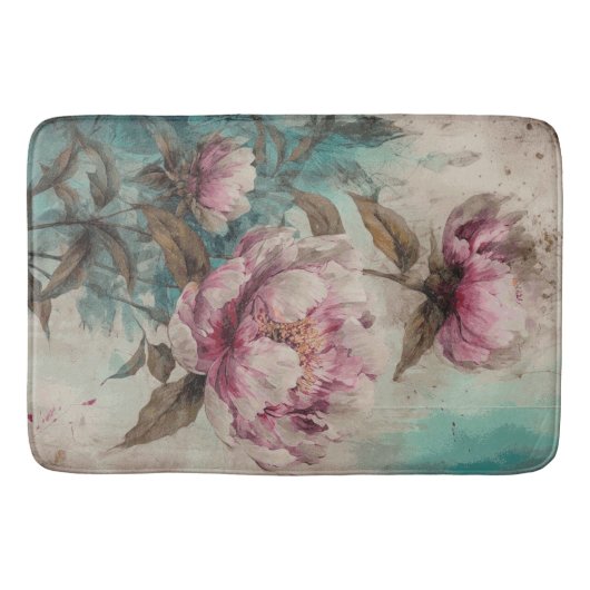 Gemäldete Peonies - Bathmat Badematte (Vorderseite)