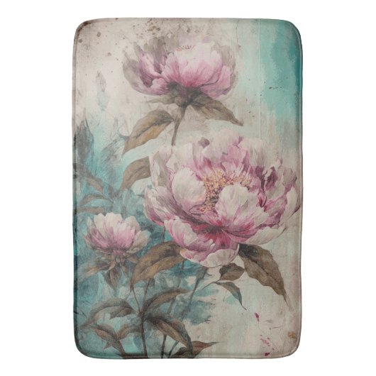 Gemäldete Peonies - Bathmat Badematte (Vorderseite Vertikal)