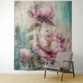 Gemäldete Peonies - Tapisserie Wandteppich