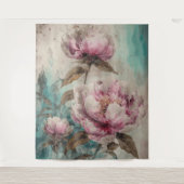 Gemäldete Peonies - Tapisserie Wandteppich (Vorderseite)