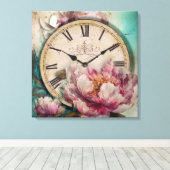 Gemäldete Peonies - ummantelte Canvas Leinwanddruck (Insitu (Holzboden))