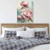 Gemäldete Peonies - ummantelte Canvas Leinwanddruck (Insitu (Schlafzimmer))