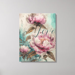 Gemäldete Peonies - ummantelte Canvas Leinwanddruck
