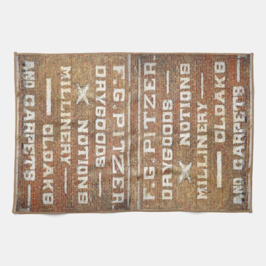 Gemäldete Wand Altes Ladenzeichen Geschirrtuch (Horizontal)