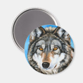 Gemäldeter Wolf Magnet (Vorderseite/Rückseite)