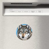 Gemäldeter Wolf Magnet (In Situ (Geschirrspüler))