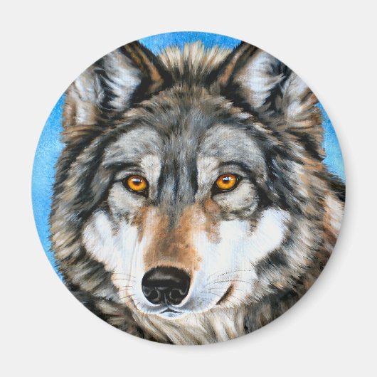 Gemäldeter Wolf Magnet (Vorne)