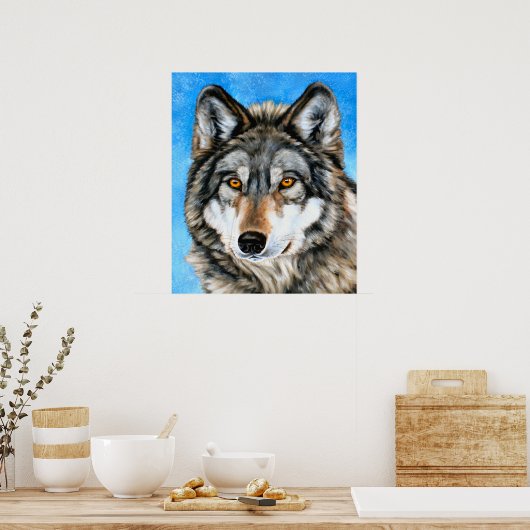 Gemäldeter Wolf Poster (Küche)