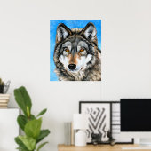 Gemäldeter Wolf Poster (Heimbüro)