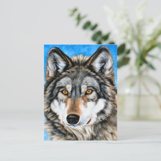 Gemäldeter Wolf Postkarte (Stehend Vorderseite)
