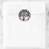 Gemäldeter Wolf Runder Aufkleber (Tasche)