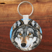 Gemäldeter Wolf Schlüsselanhänger (Vorderseite)
