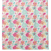 Gemäldetes Blumenmuster Feminine Blume Muster Duschvorhang (Vorderseite)