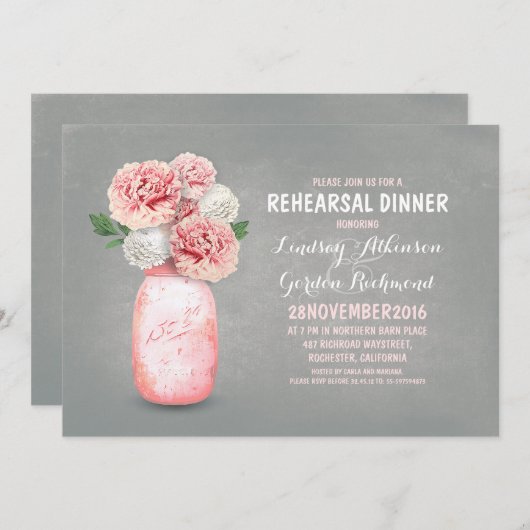 Gemäldetes Glaskeramikglas rustikale Probe Dinner Einladung (Vorne/Hinten)