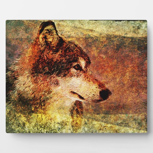 Gemäldetes Holz Wolf Decorative Plaque Fotoplatte (Vorderseite)