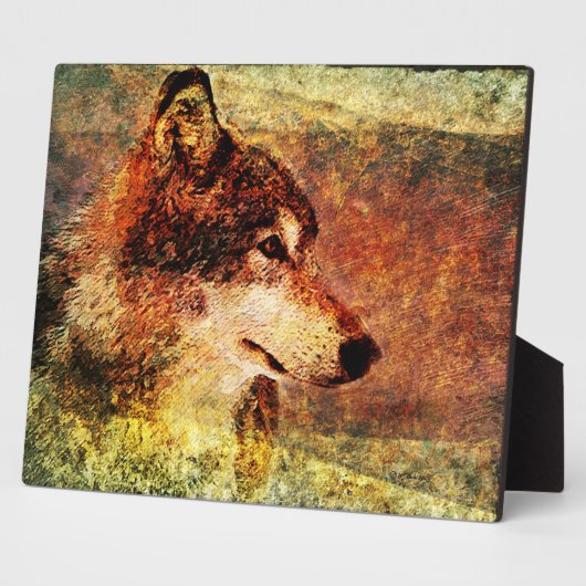 Gemäldetes Holz Wolf Decorative Plaque Fotoplatte (Seite)