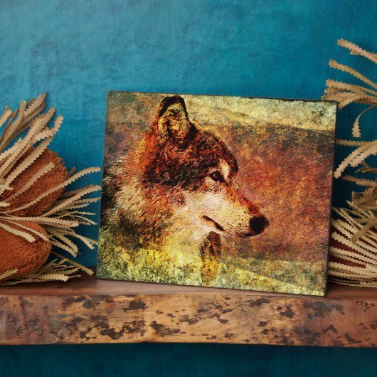 Gemäldetes Holz Wolf Decorative Plaque Fotoplatte (Seite)