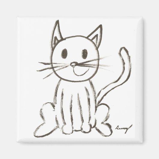 Gemäldetes Kitty Square Magnet (Vorne)