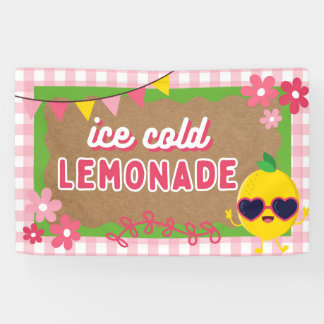 Gemäldetes Look Lemonade Standbanner Pink Gingham Banner