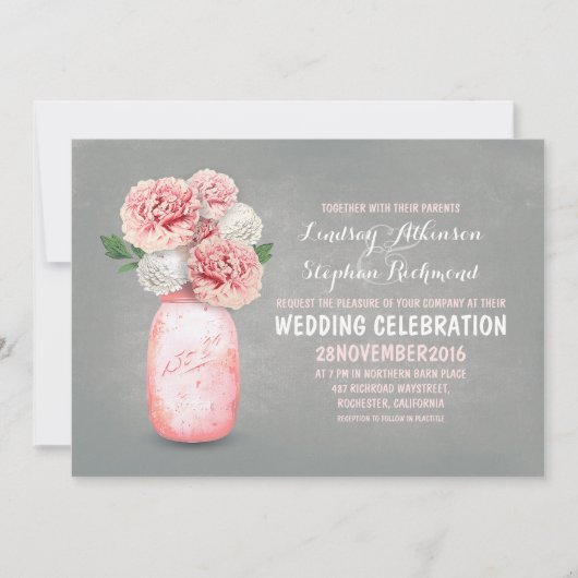 Gemäldetes Maurerjar rustikale Hochzeitseinladunge Einladung (Vorderseite)