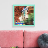 Gemäldetes Pferd Merry-go-Runde 6 in einer Serie Leinwanddruck (Insitu (Wohnzimmer))