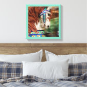 Gemäldetes Pferd Merry-go-Runde 6 in einer Serie Leinwanddruck (Insitu (Schlafzimmer))
