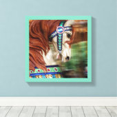 Gemäldetes Pferd Merry-go-Runde 6 in einer Serie Leinwanddruck (Insitu (Holzboden))