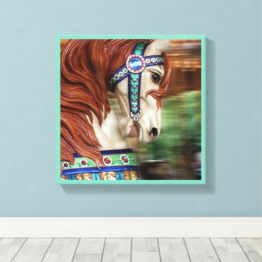 Gemäldetes Pferd Merry-go-Runde 6 in einer Serie Leinwanddruck (Insitu (Holzboden))