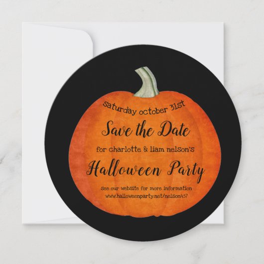 Gemäldetes Pumpkin Orange Black Halloween-Party Save The Date (Vorderseite)