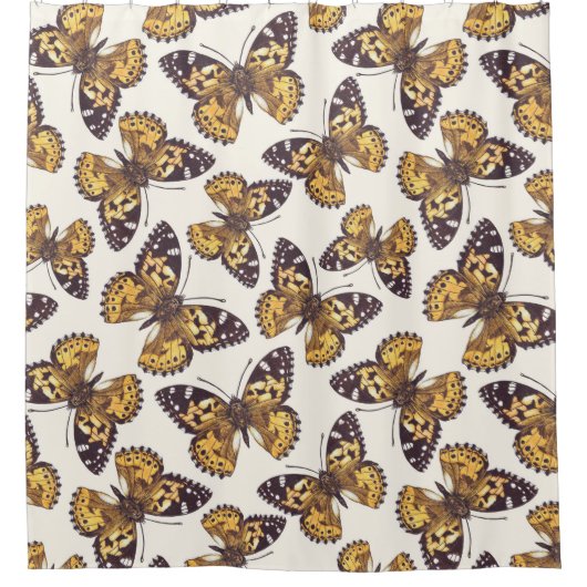 Gemäldetes Schmetterlingsmuster Duschvorhang (Vorderseite)