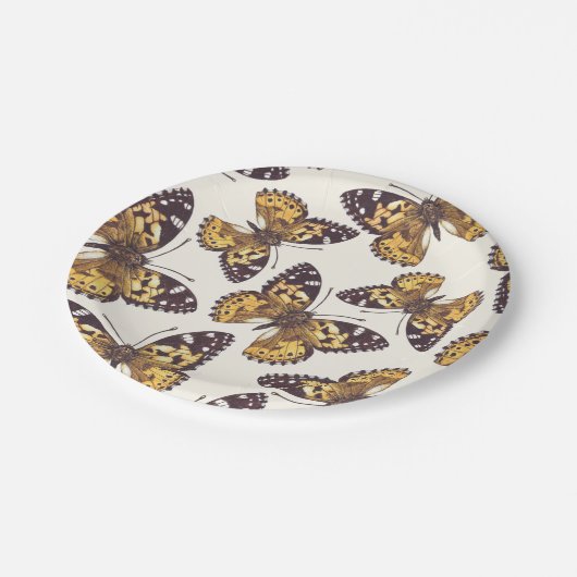 Gemäldetes Schmetterlingsmuster Pappteller (Schrägansicht)