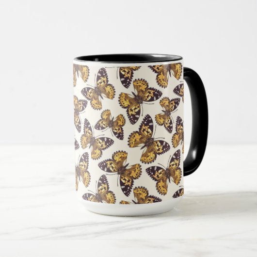 Gemäldetes Schmetterlingsmuster Tasse (VorderseiteRechts)