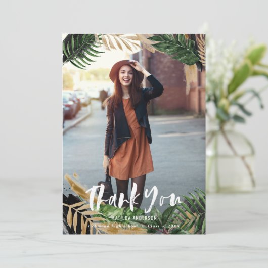 Gemäldetes tropisches Foto Abschluss vielen Dank (Stehend Vorderseite)