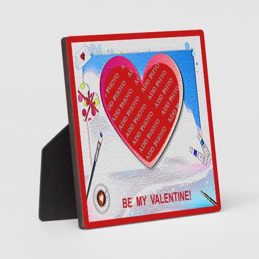 Gemäldetes Valentinherz Fotoplatte (Vorderseite)