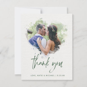 Gemäldetes Wasserfarbenherz Hochzeitsskript für Fo Dankeskarte