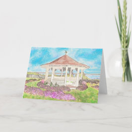 Gemäldetes weißes Gazebo in Cape Cod Grußkarte Karte