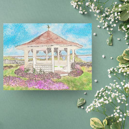 Gemäldetes weißes Gazebo in Cape Cod Postkarte